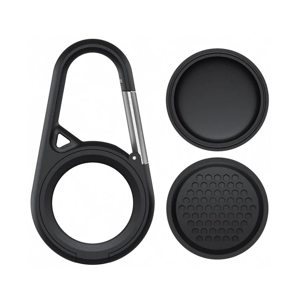 For Apple AirTag Protective Case Smart Tracker Device Clip-On Waterproof Silicone Cover - Black - 7