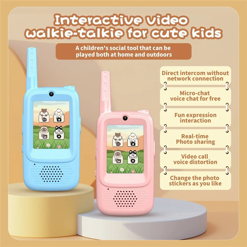 A1 No Network Kids Video Walkie Talkie Gift Outdoor HD Call Toy with Voice Changer and Photo Sharing - Pink  /  Blue - 4