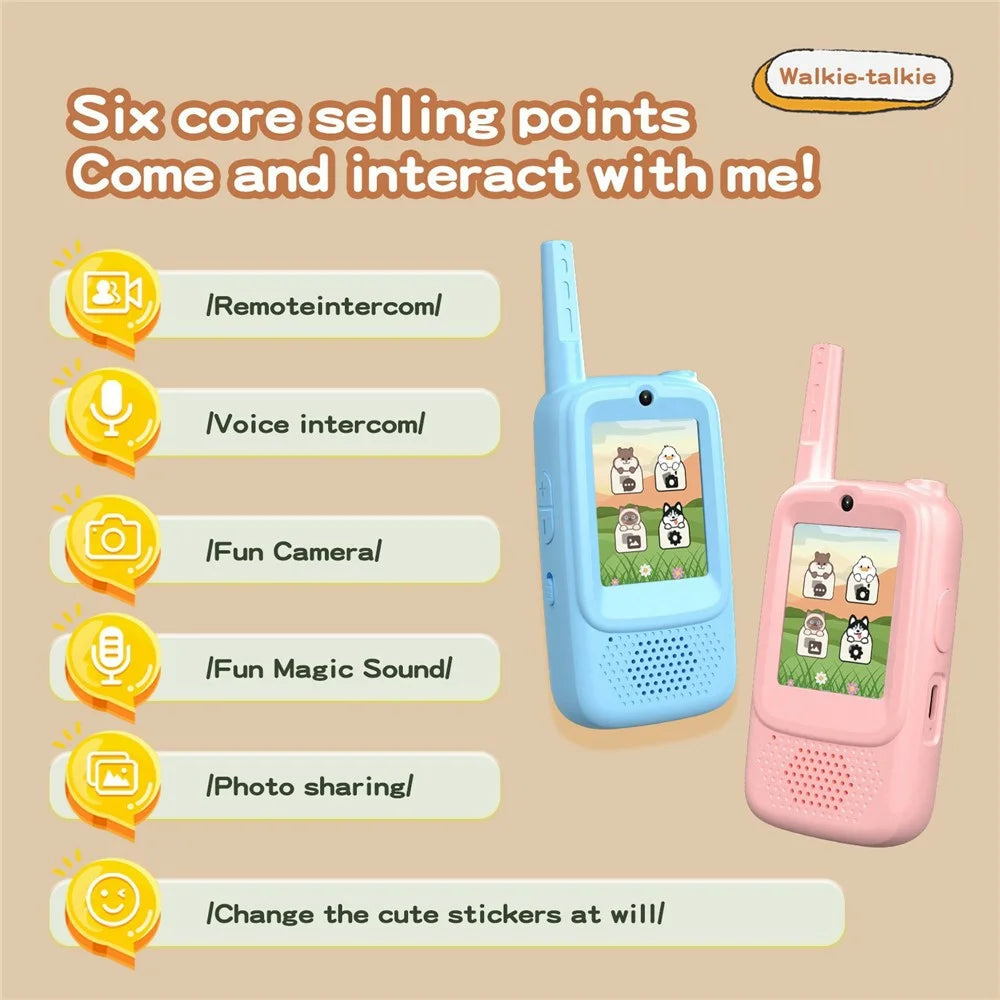 A1 No Network Kids Video Walkie Talkie Gift Outdoor HD Call Toy with Voice Changer and Photo Sharing - Pink  /  Blue - 5