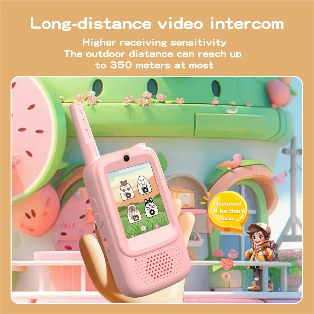 A1 No Network Kids Video Walkie Talkie Gift Outdoor HD Call Toy with Voice Changer and Photo Sharing - Pink  /  Blue - 6