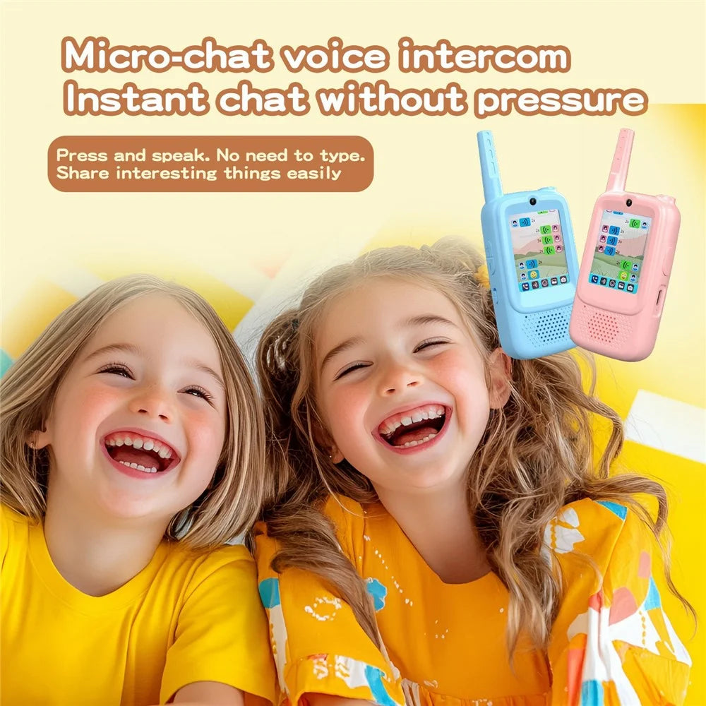 A1 No Network Kids Video Walkie Talkie Gift Outdoor HD Call Toy with Voice Changer and Photo Sharing - Pink  /  Blue - 7
