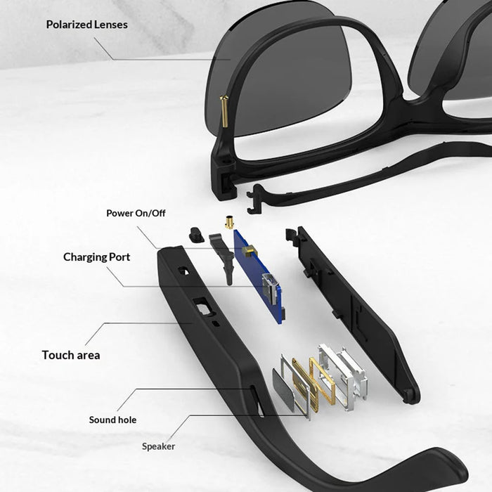 Smart Bluetooth-compatible Glasses UV Protection Music Player Sunglasses for Android / iOS - Red - 6