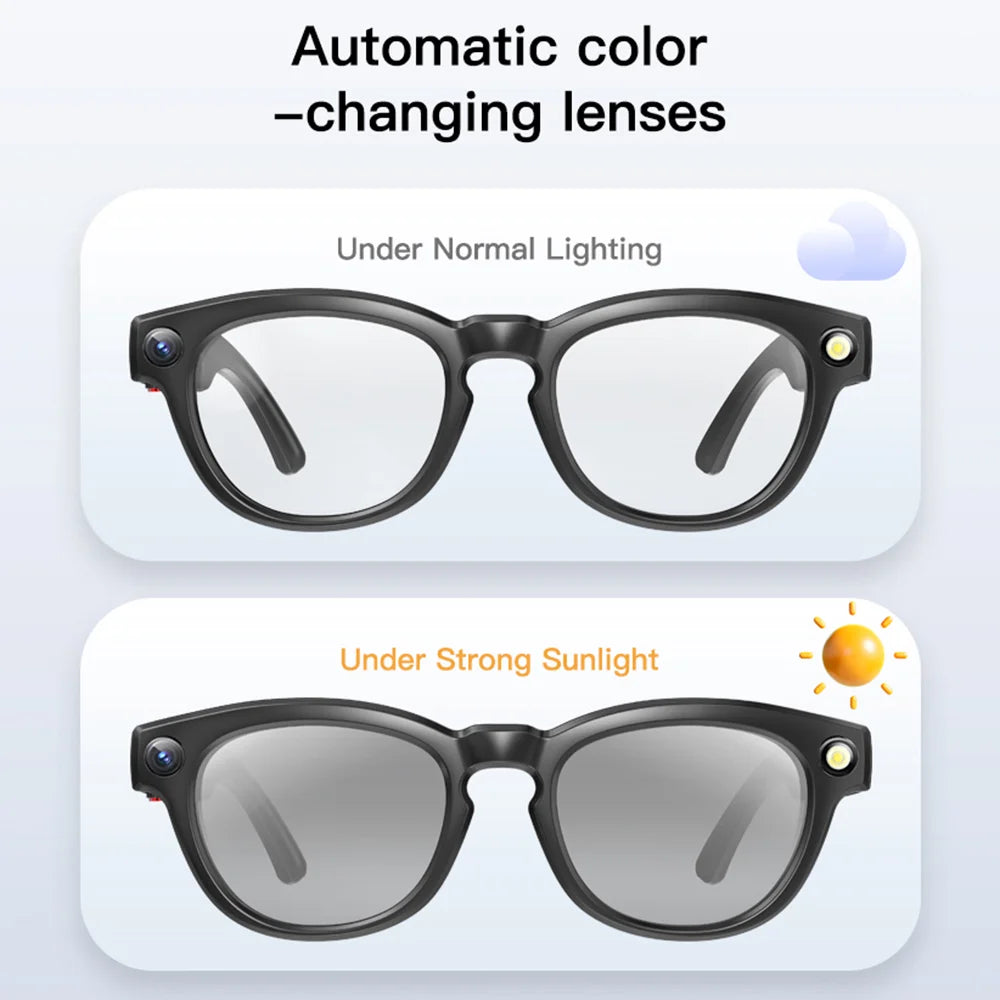Q8 AI Translator Smart Glasses 8MP HD Camera Video Recording Bluetooth-compatible Call Music Eyeglasses, 32GB Storage - Black - 5