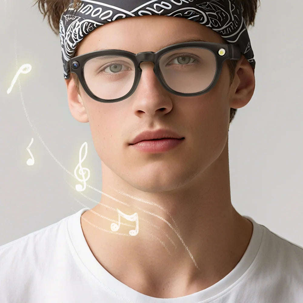 Q8 AI Translator Smart Glasses 8MP HD Camera Video Recording Bluetooth-compatible Call Music Eyeglasses, 32GB Storage - Black - 7
