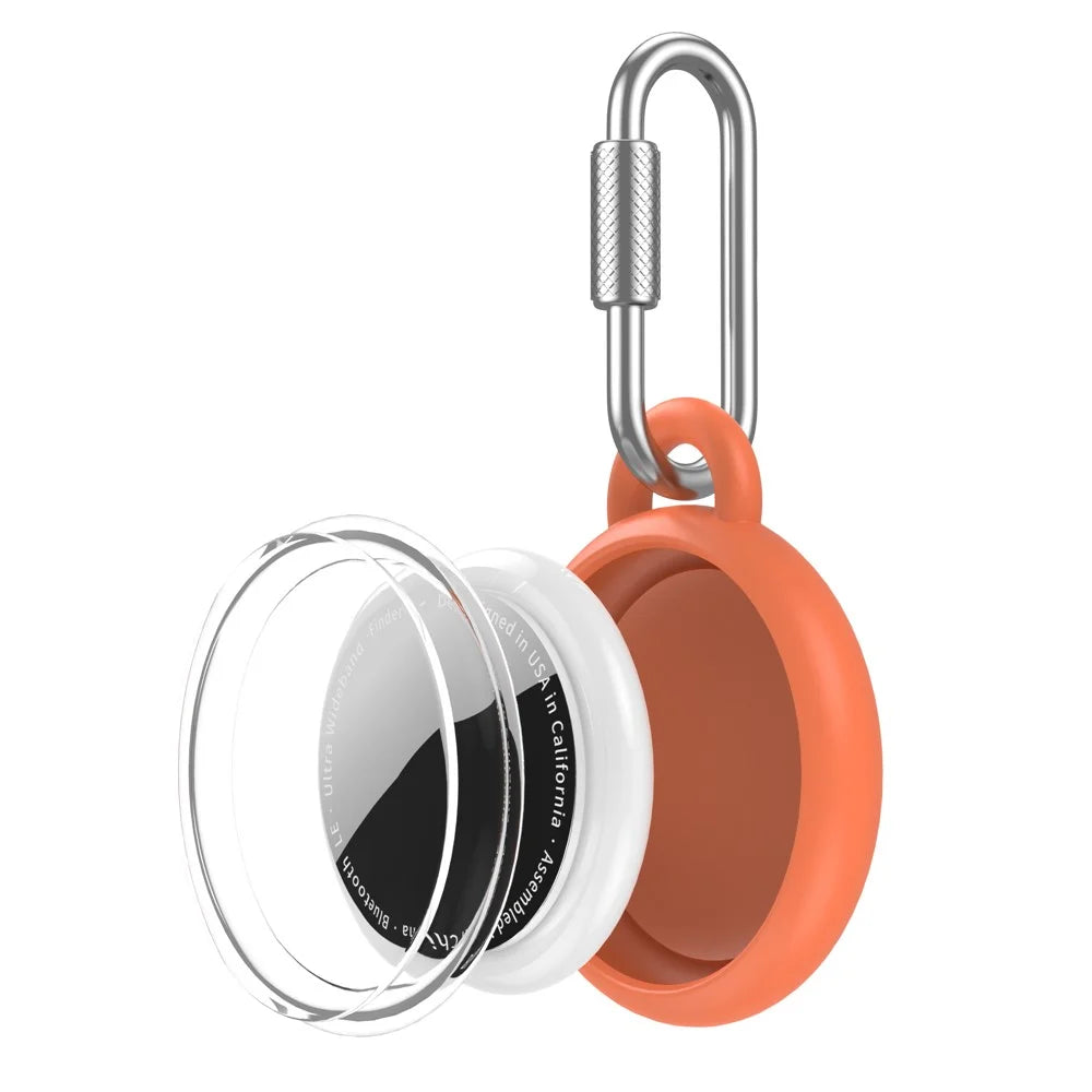 CT30 For Apple AirTag Anti Drop TPU Case IPX8 Waterproof Protective Cover with Carabiner - Orange - 2