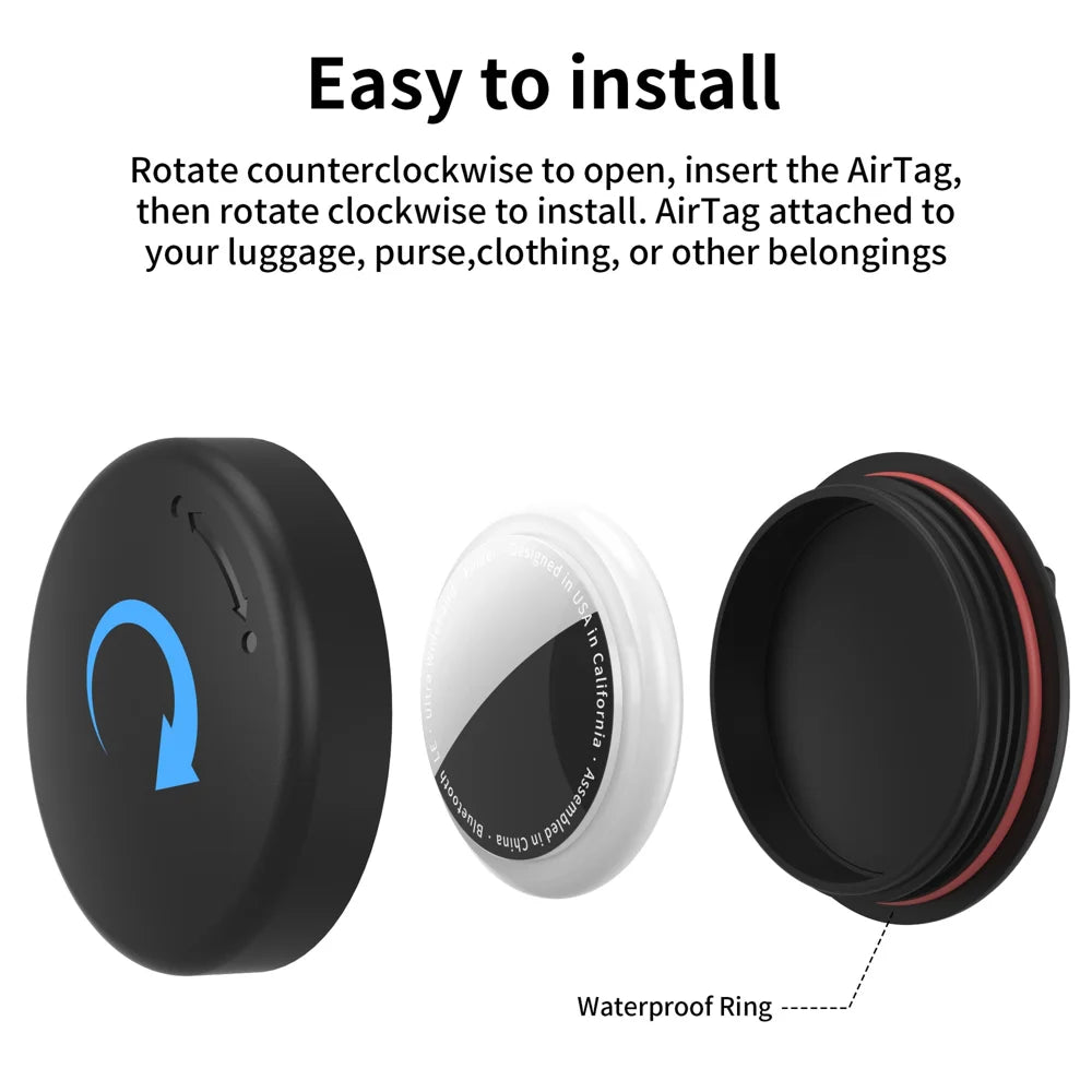 CP63 For Apple AirTag Waterproof Case with Pin Anti-lost Tracker Protective Cover for Children Elderly Clothes Backpack - Black - 5