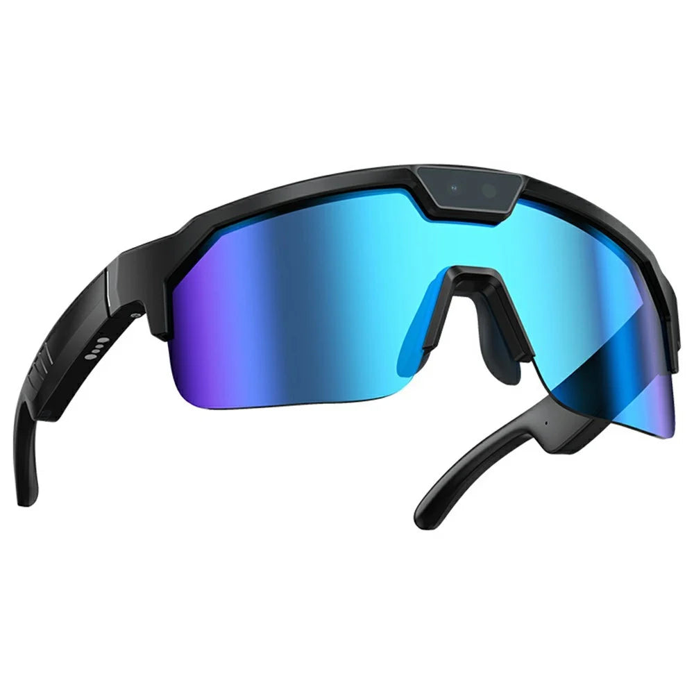 Q01 AI Smart Glasses Real Time Translation 8MP Camera Anti Shake Sports Recording Camera for Outdoor Cycling - Blue - 1