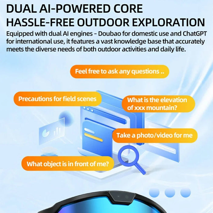 Q01 AI Smart Glasses Real Time Translation 8MP Camera Anti Shake Sports Recording Camera for Outdoor Cycling - Blue - 7