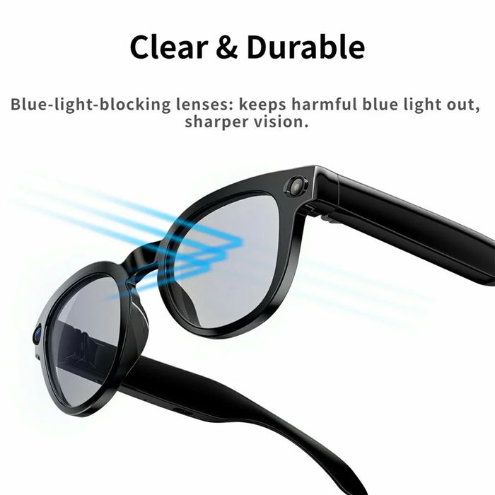 MT3 8MP Camera Smart Glasses IP65 Waterproof AI Translation Glasses Noise Reduction Hands-free Calling Eyewear - Black+Glossy - 6