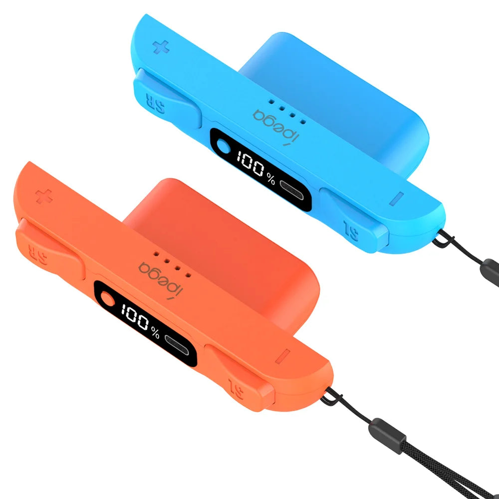 IPEGA 2Pcs For Nintendo Switch 2 Joy-Con Controller Portable Battery Pack with LED Display Ergonomic Grip Charger - Red+Blue/SW2115 - 2
