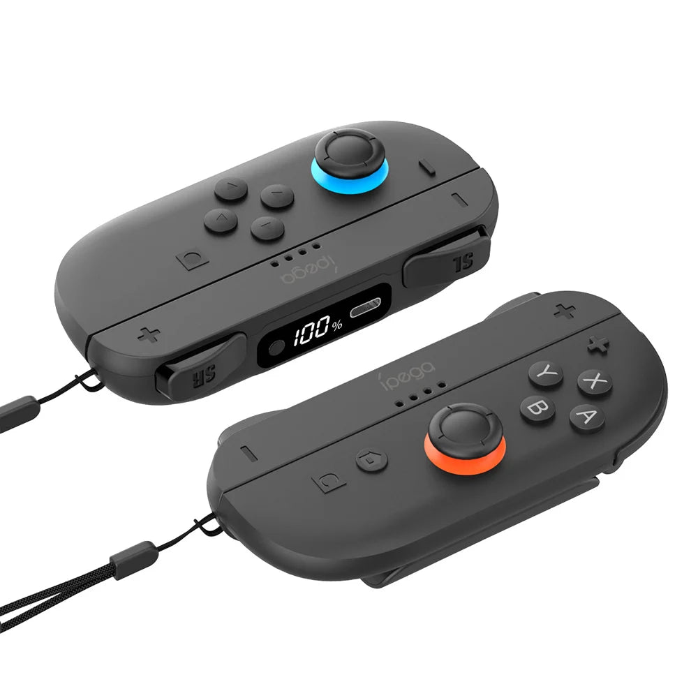 IPEGA 2Pcs For Nintendo Switch 2 Joy-Con Controller Portable Battery Pack with LED Display Ergonomic Grip Charger - Red+Blue/SW2115 - 5
