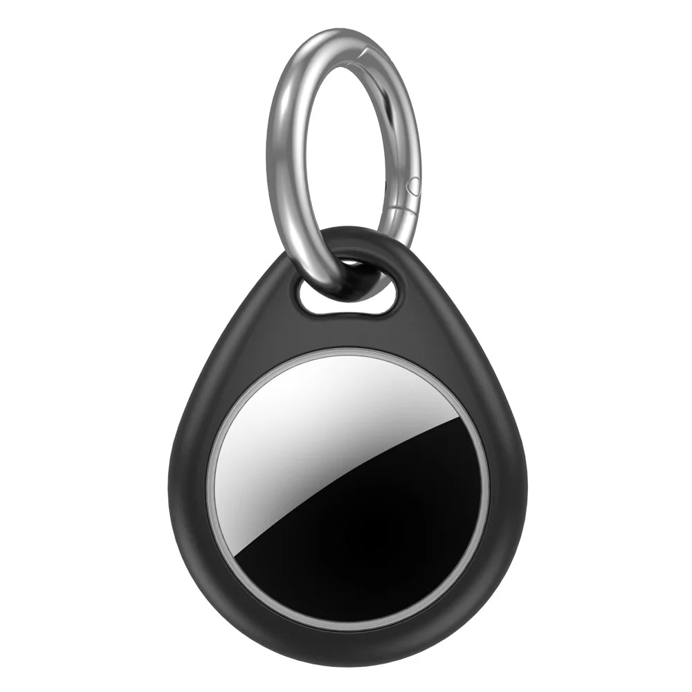 CT26 For Apple AirTag Anti Scratch TPU Case with Keyring IPX8 Waterproof Protective Cover - Black - 1