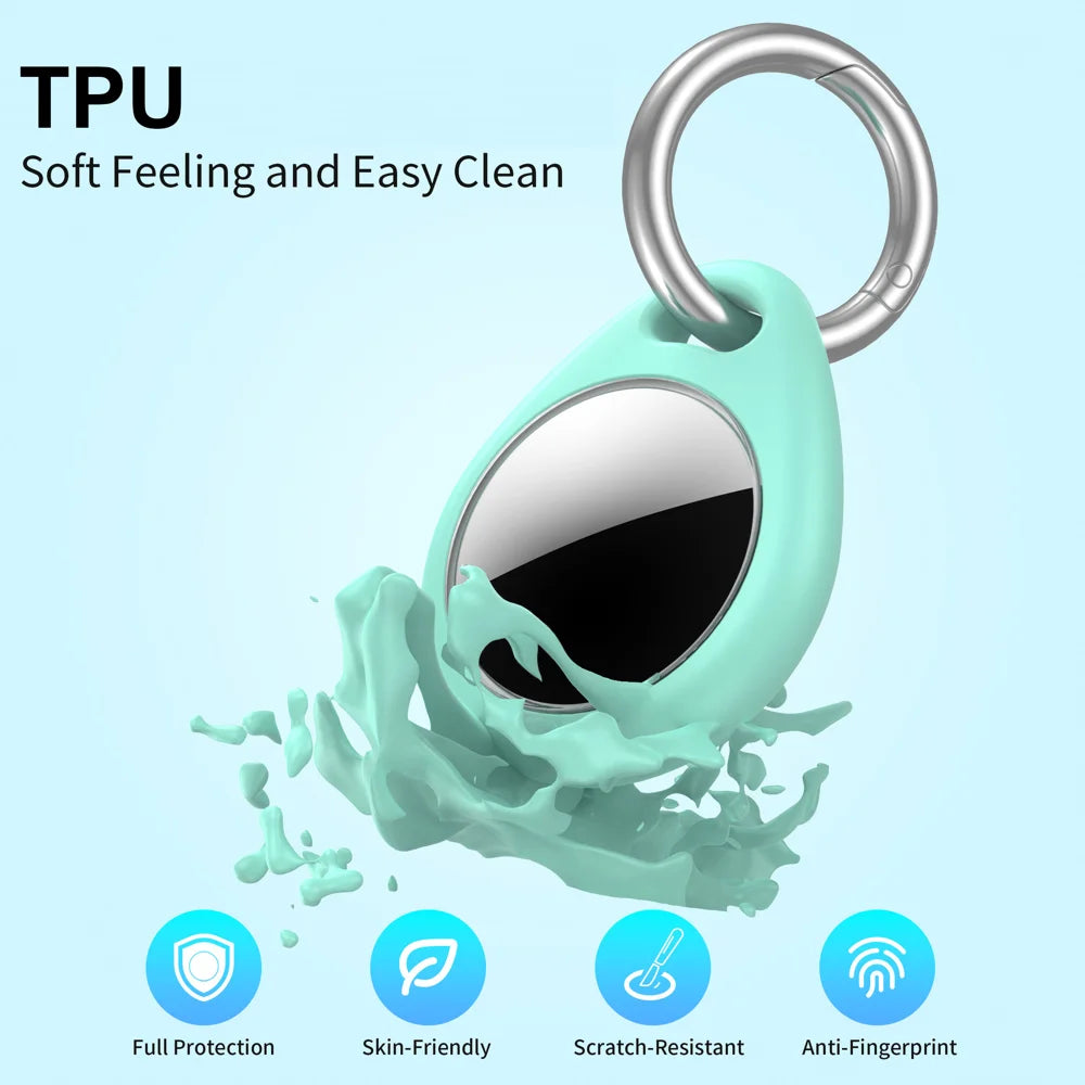 CT26 For Apple AirTag Anti Scratch TPU Case with Keyring IPX8 Waterproof Protective Cover - Black - 4