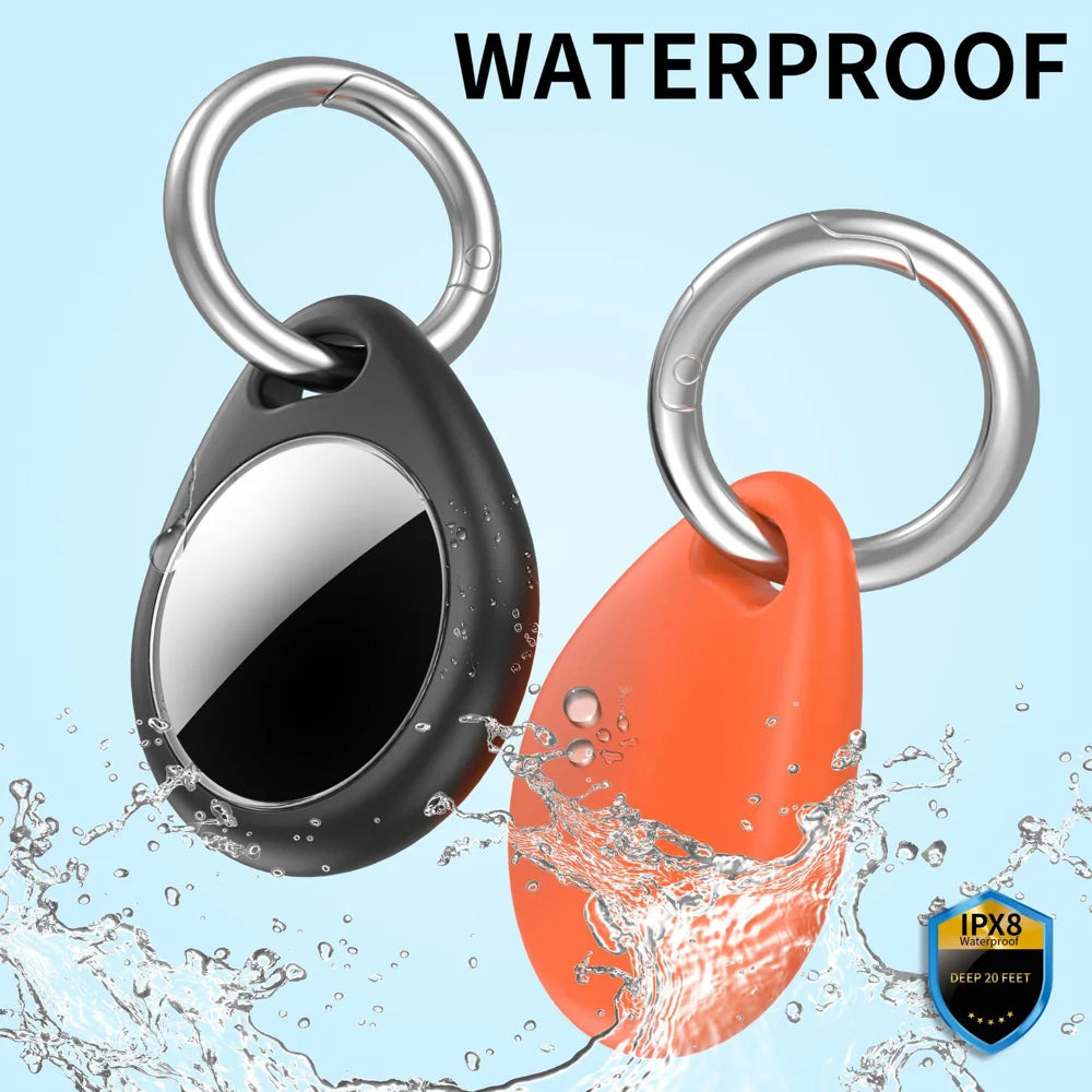 CT26 For Apple AirTag Anti Scratch TPU Case with Keyring IPX8 Waterproof Protective Cover - Black - 6