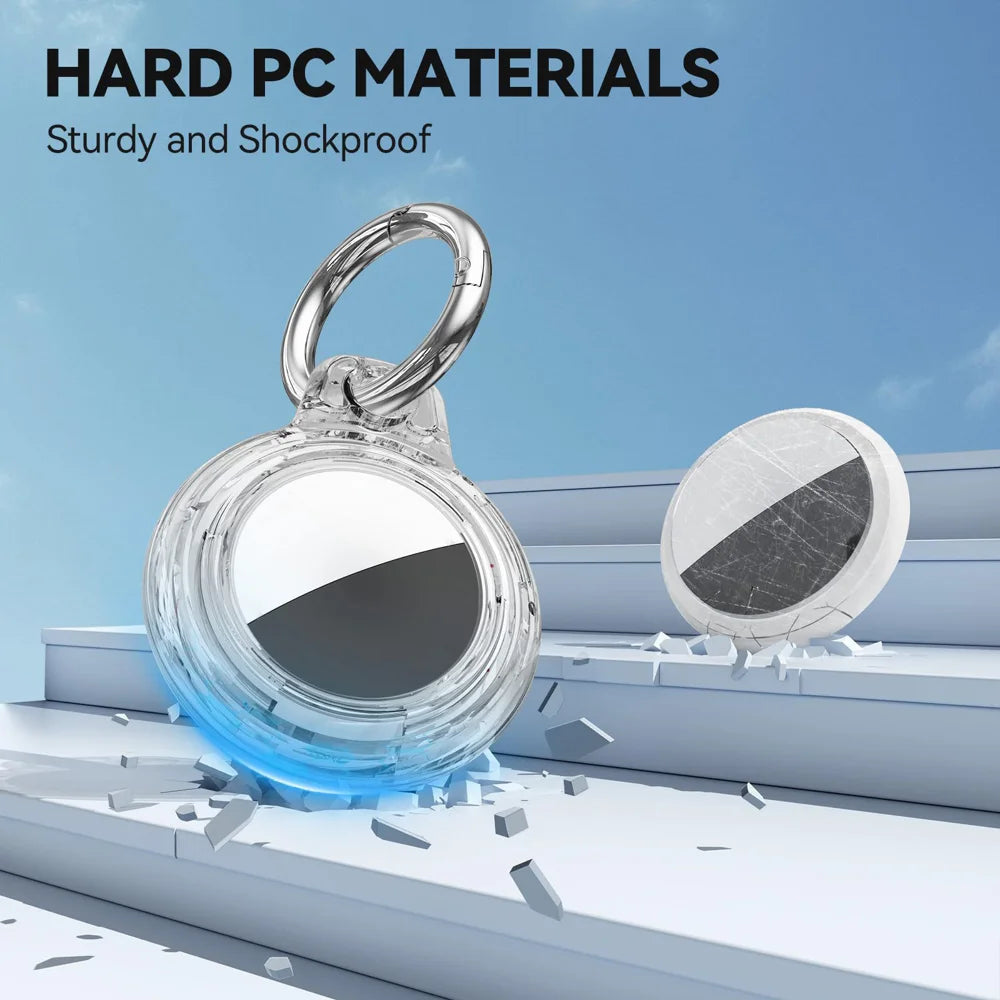 CP20 For Apple AirTag Tracker Protective Case Clear PC Hard Shell Anti-scratch Cover - Clear/Ring Buckle - 6