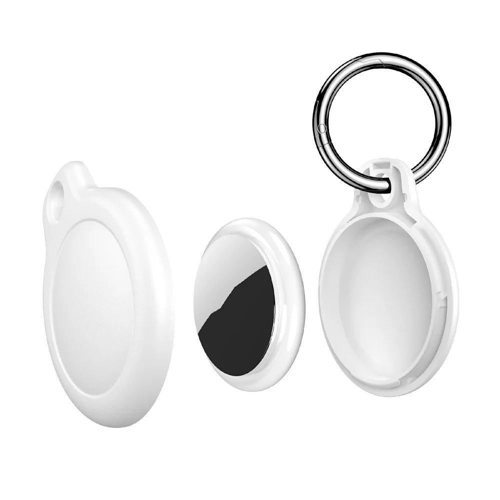 CP59 PC Case for Apple AirTag (2nd Generation) / AirTag Tracker Waterproof Protective Cover with Ring Buckle - White - 4