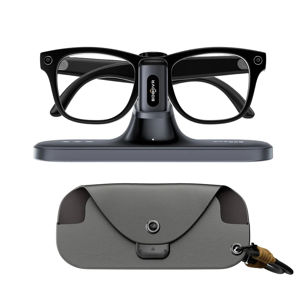 BOBOVR CG2 Charging Dock for Meta Ray-Ban Wayfarer / Skyler / Headliner Smart AI Glass 3 in 1 Charging Station with Portable Battery Clip and Travel Case - Black - 3