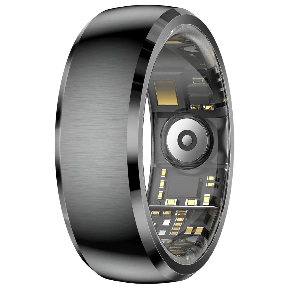 SY15 Smart Ring Health Monitor with Charging Case Vibration Alerts IP68 Waterproof Heart Rate Blood Oxygen Sleep Tracking Finger Ring - Black 8 - 2