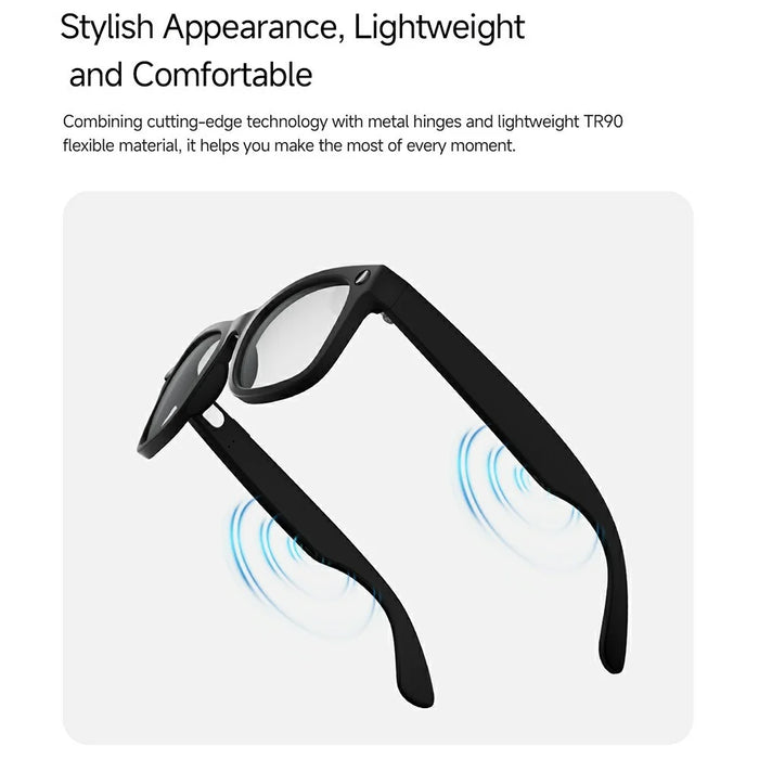 MT5 Ultra Smart Glasses 8MP Camera AI Real-Time Translation Bluetooth-compatible Call Eyeglasses with 2000mAh Charging Case - Brown - 5
