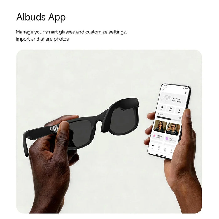 MT5 Ultra Smart Glasses 8MP Camera AI Real-Time Translation Bluetooth-compatible Call Eyeglasses with 2000mAh Charging Case - Brown - 6