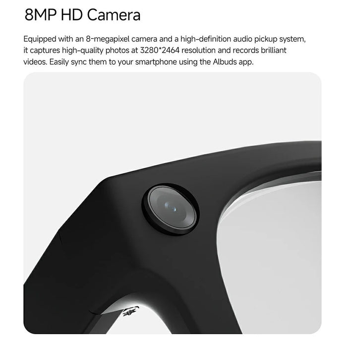 MT5 Ultra Smart Glasses 8MP Camera AI Real-Time Translation Bluetooth-compatible Call Eyeglasses with 2000mAh Charging Case - Brown - 7