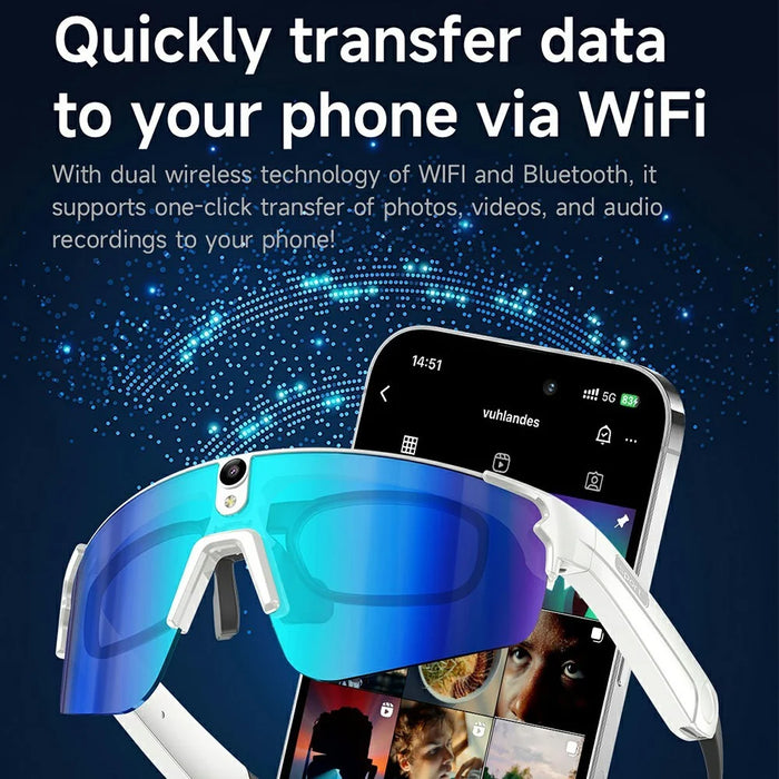 L805 AI Smart Camera Glasses 4K Video Recording EIS Stabilization Bluetooth-compatible Audio Eyeglasses - Black Blue - 7