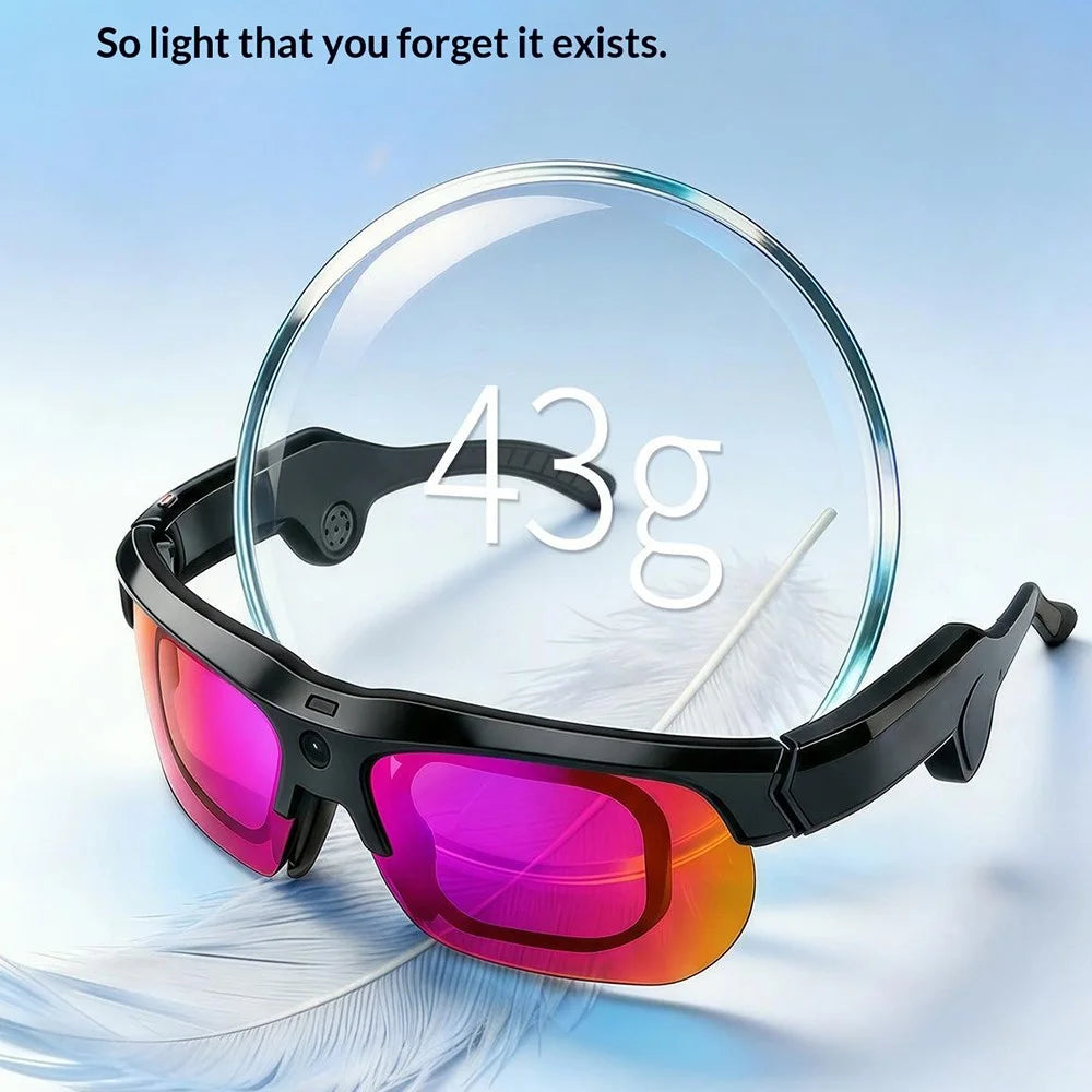 EYEVUE S100 AI Smart Glasses 13MP Camera 1080P Video Recording Translation UV400 Eyeglasses for Sports Outdoor - Black - 3