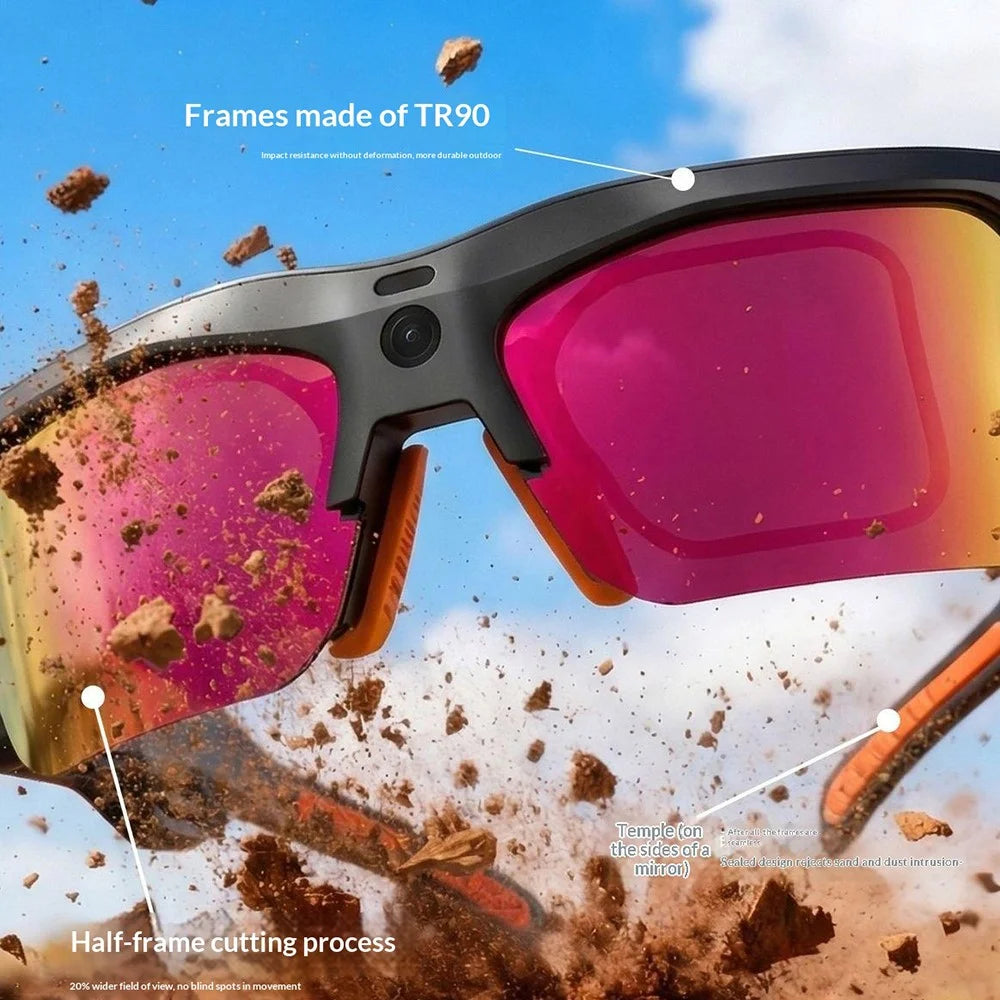 EYEVUE S100 AI Smart Glasses 13MP Camera 1080P Video Recording Translation UV400 Eyeglasses for Sports Outdoor - Black - 4