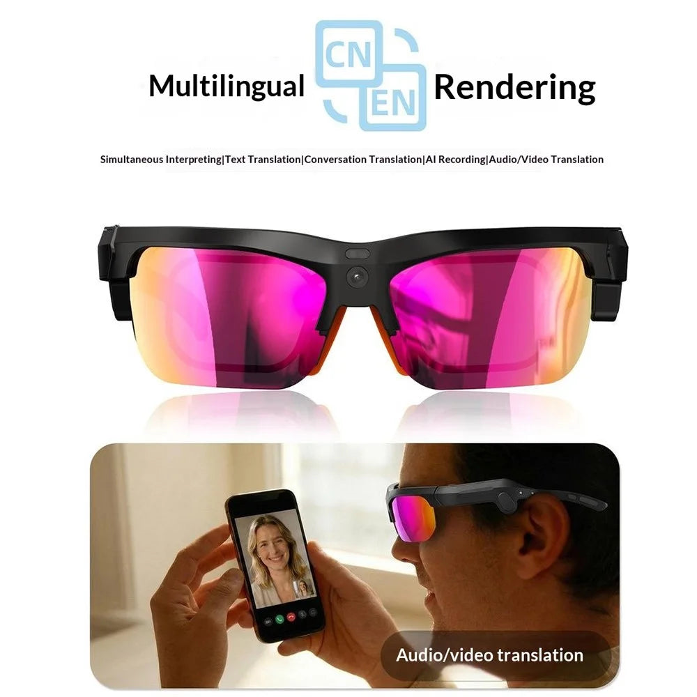 EYEVUE S100 AI Smart Glasses 13MP Camera 1080P Video Recording Translation UV400 Eyeglasses for Sports Outdoor - Black - 6