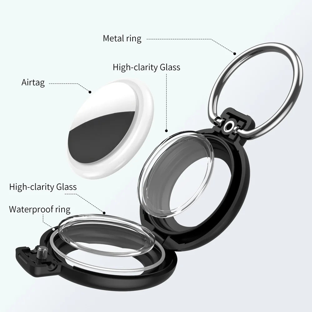CP83 For AirTag (2nd Generation) / AirTag Protective Case IP68 Waterproof Diamond Texture Hard PC Cover - Black - 6
