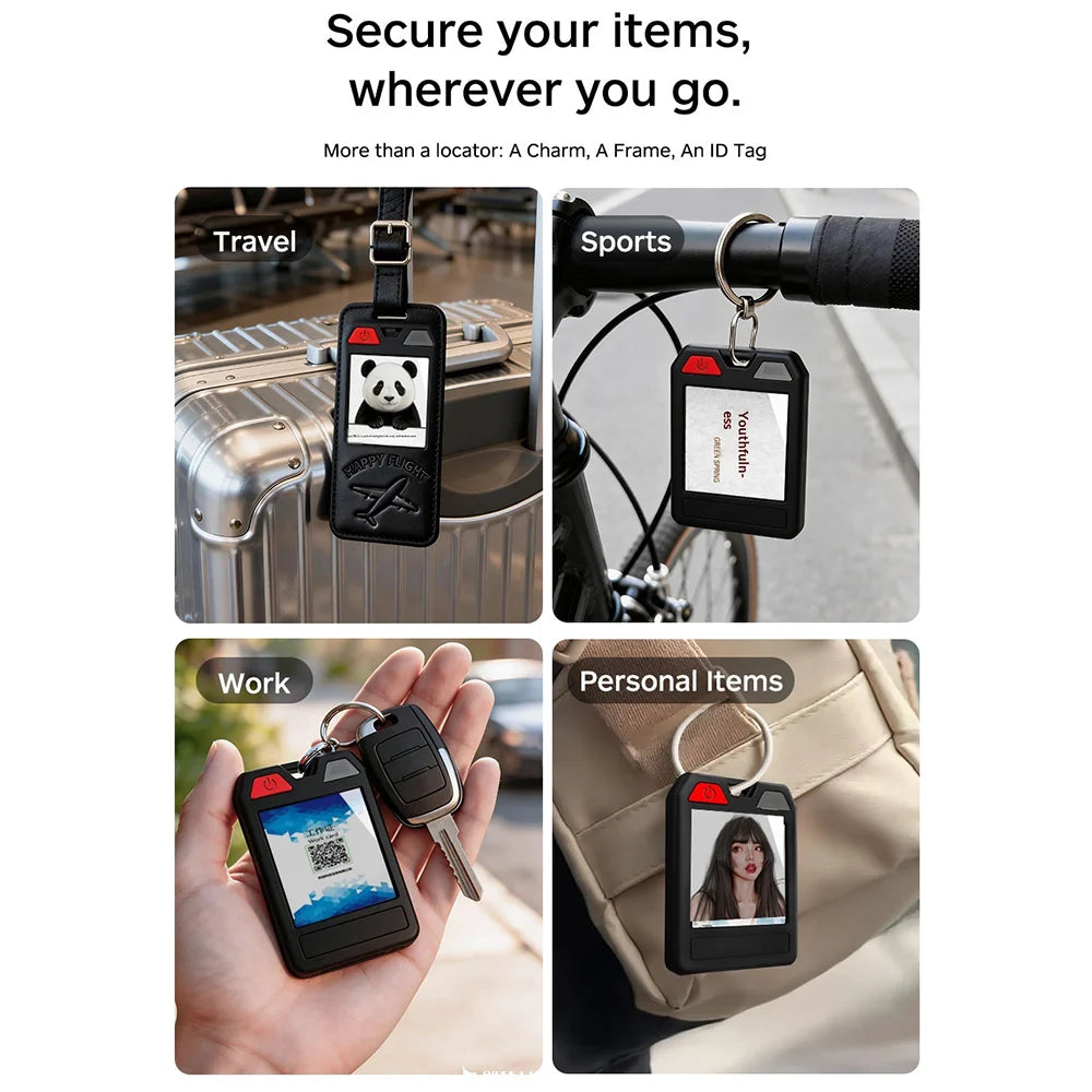 MS01 E-Ink Tracker IPX5 Waterproof 1.54 Inch Display Dual System Anti-Lost Finder for Wallet Keys - Black - 7