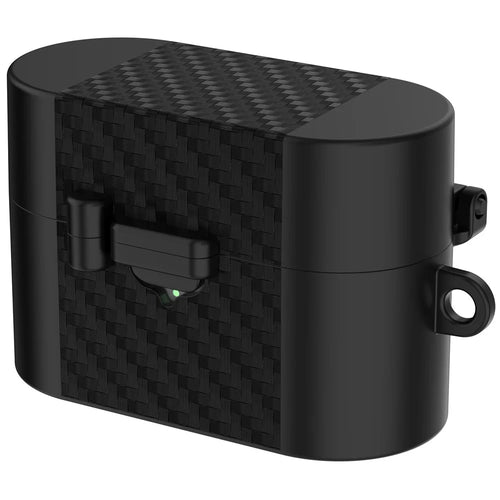 For Sony WF-1000XM6 TPU Case Magnetic Snap Earbuds Protective Cover with Carabiner Hook - Black - 1