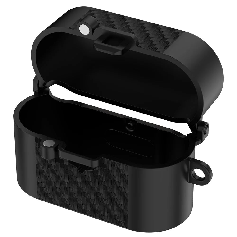 For Sony WF-1000XM6 TPU Case Magnetic Snap Earbuds Protective Cover with Carabiner Hook - Black - 4