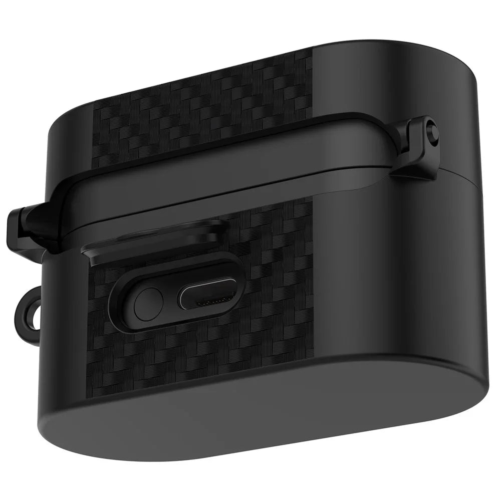 For Sony WF-1000XM6 TPU Case Magnetic Snap Earbuds Protective Cover with Carabiner Hook - Black - 5