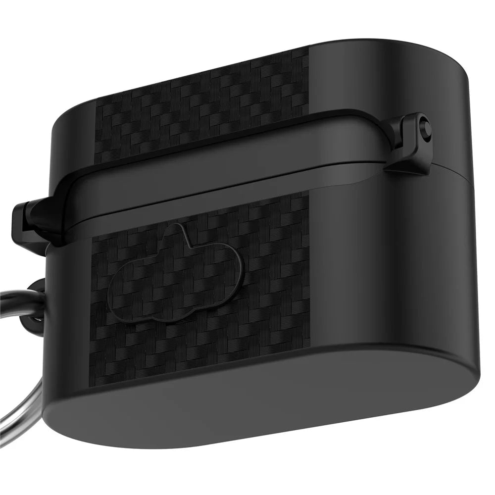 For Sony WF-1000XM6 TPU Case Magnetic Snap Earbuds Protective Cover with Carabiner Hook - Black - 6