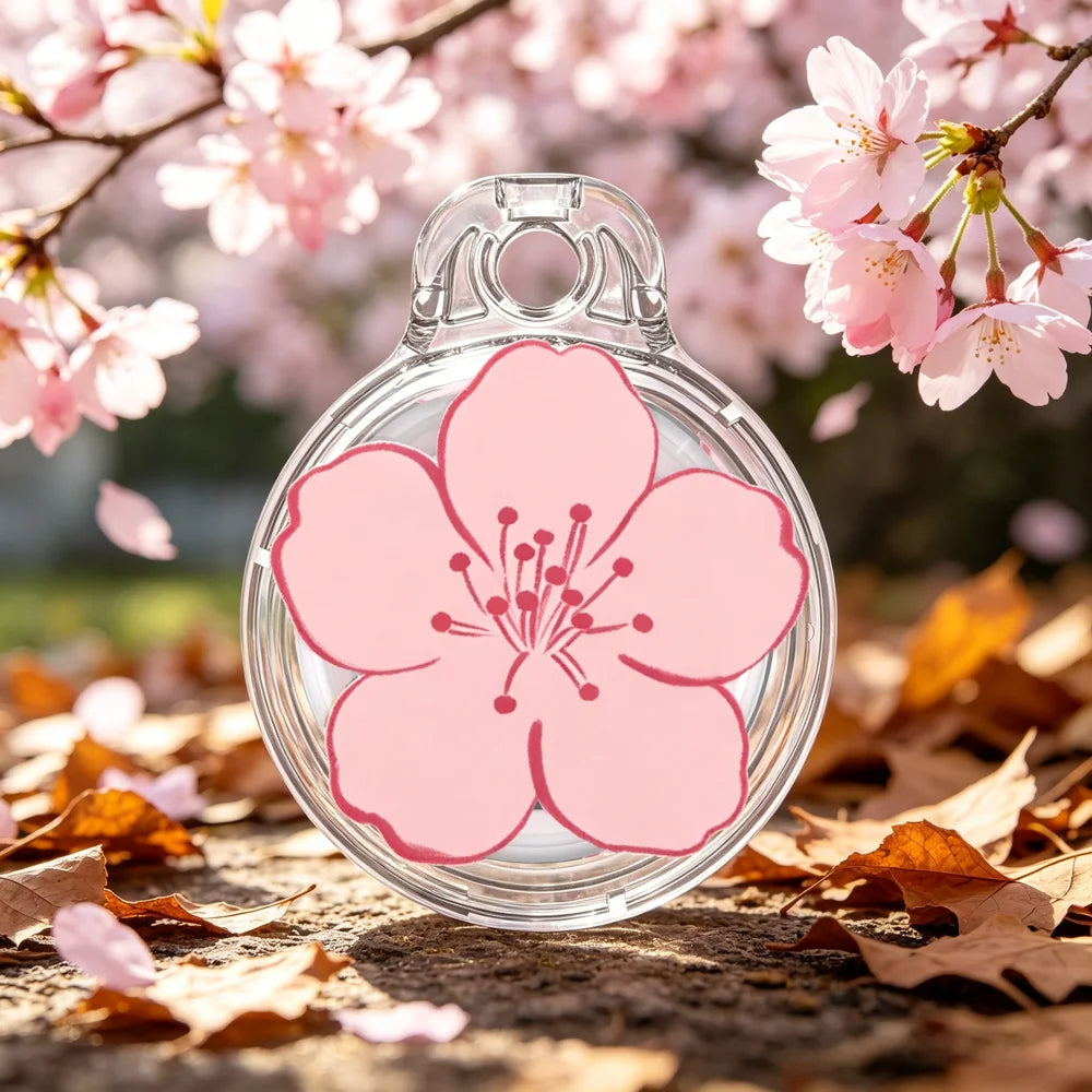 Case for Apple AirTag (2nd Generation) / AirTag IMD Pattern PC Full Coverage Waterproof Protective Cover with Buckle - Single Flower - 2