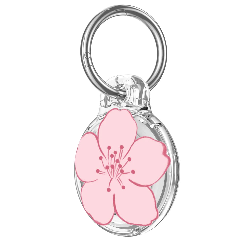 Case for Apple AirTag (2nd Generation) / AirTag IMD Pattern PC Full Coverage Waterproof Protective Cover with Buckle - Single Flower - 4