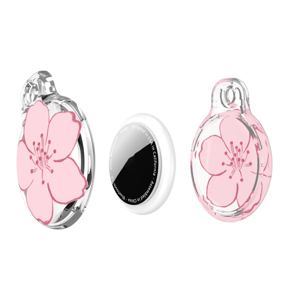 Case for Apple AirTag (2nd Generation) / AirTag IMD Pattern PC Full Coverage Waterproof Protective Cover with Buckle - Single Flower - 6