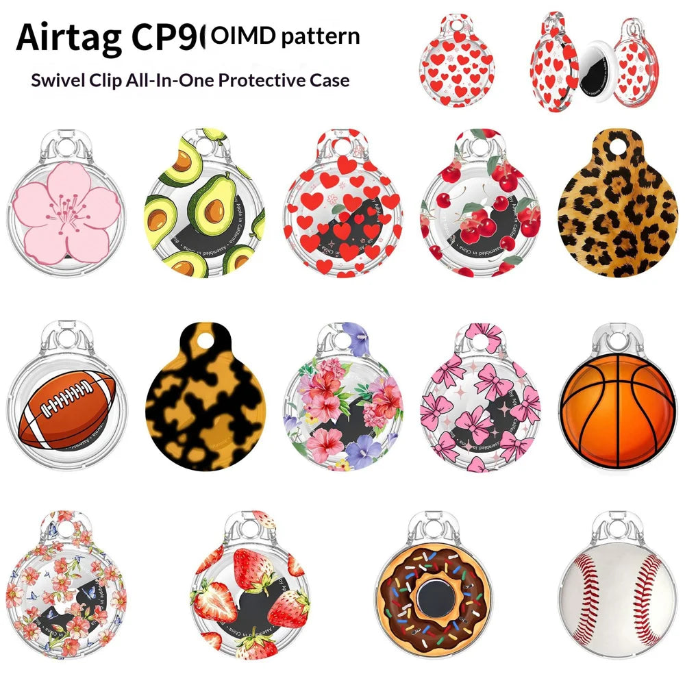 Case for Apple AirTag (2nd Generation) / AirTag IMD Pattern PC Full Coverage Waterproof Protective Cover with Buckle - Single Flower - 7