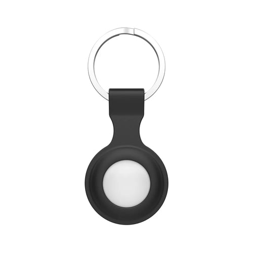 Silicone Protective Cover Carry Case with Anti-lost Keyring for Apple Airtags Bluetooth-compatible Wireless Tracker - Black - 1