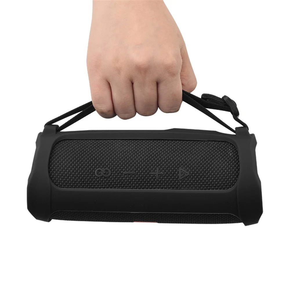 Soft Silicone Cover Speaker Case Shockproof Protective Sleeve for JBL Flip 5 Bluetooth-compatible Speaker - Black - 3