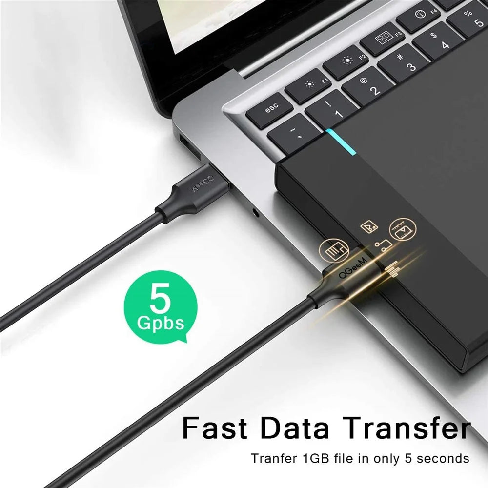 QGEEM QG-CVQ19 1.8m USB 3.0 Male to Male High Speed Gold-plated Data Cable Laptop Adapter Cable - 3