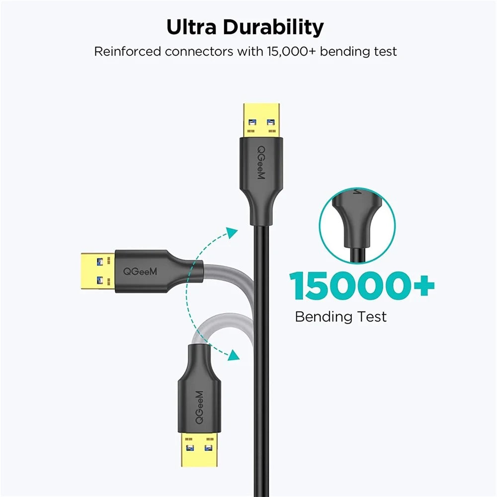 QGEEM QG-CVQ21 1m USB 3.0 Extension Cable Male to Female Adapter Cord - 5