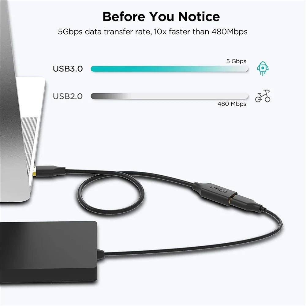 QGEEM QG-CVQ21 1m USB 3.0 Extension Cable Male to Female Adapter Cord - 6