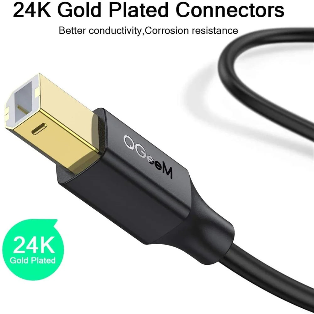 QGEEM QG-CVQ20 1.8m USB 2.0 A Male to B Male Printer Scanner Cable High-Speed Printer Cord for Laptop Desktop Computer - 6