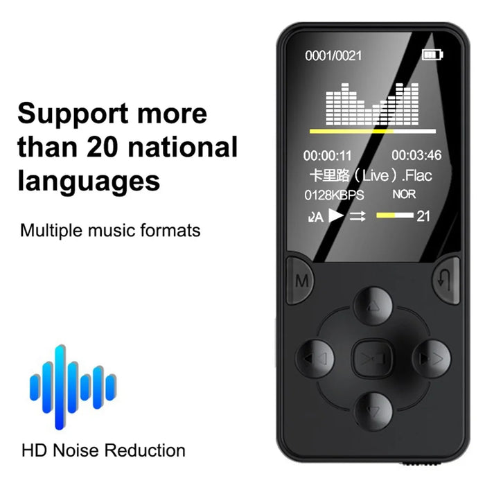 MROBO X-02 128GB 1.8-inch TFT Screen MP4 Player FM Radio Voice Recording Function Music Video Player Walkman with Speaker - 2