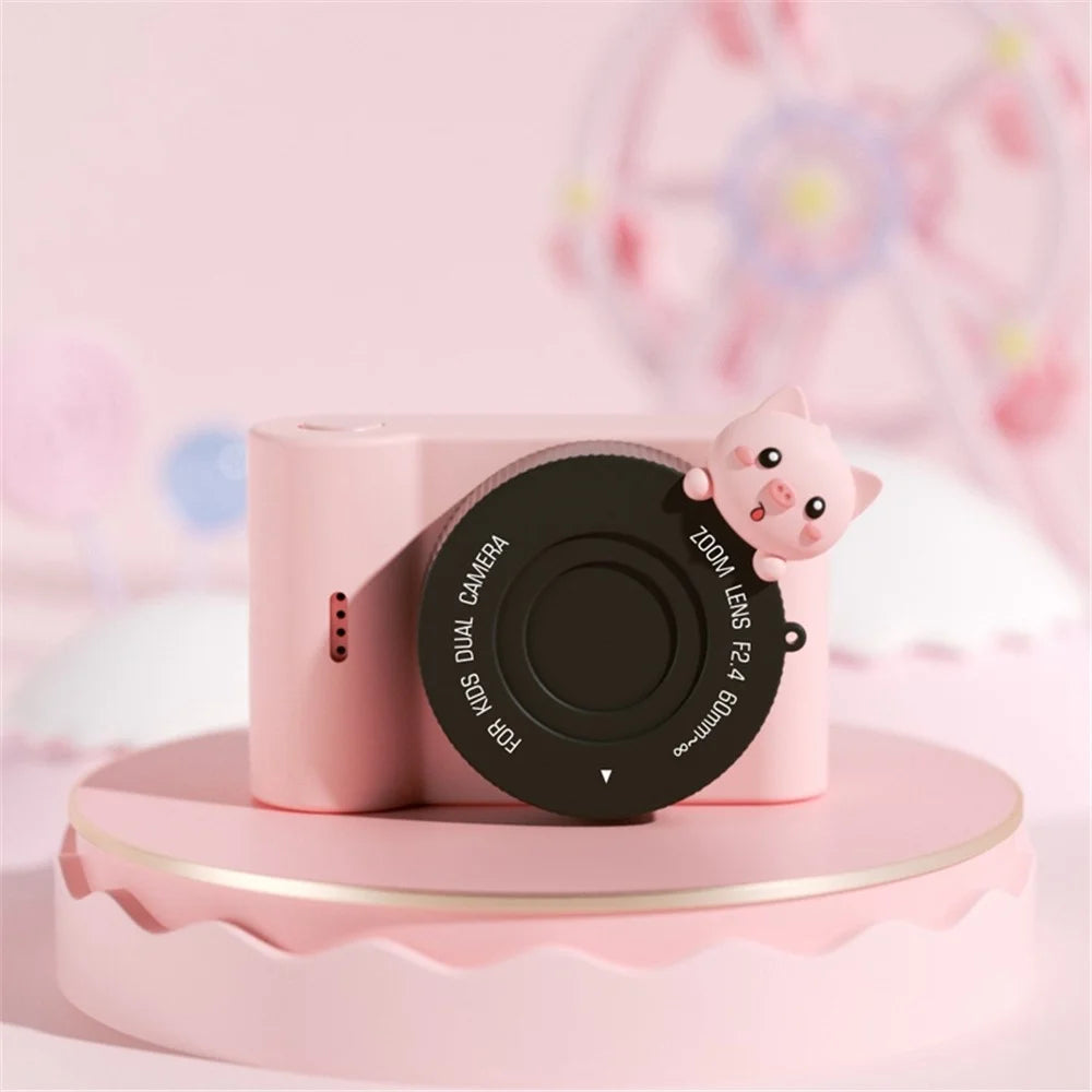 C5 Touch Control 3'' Screen Kids Camera WiFi 48MP Children Camera Toy Girl Boy Birthday Christmas Gift with Carrying Bag - Pig - 3