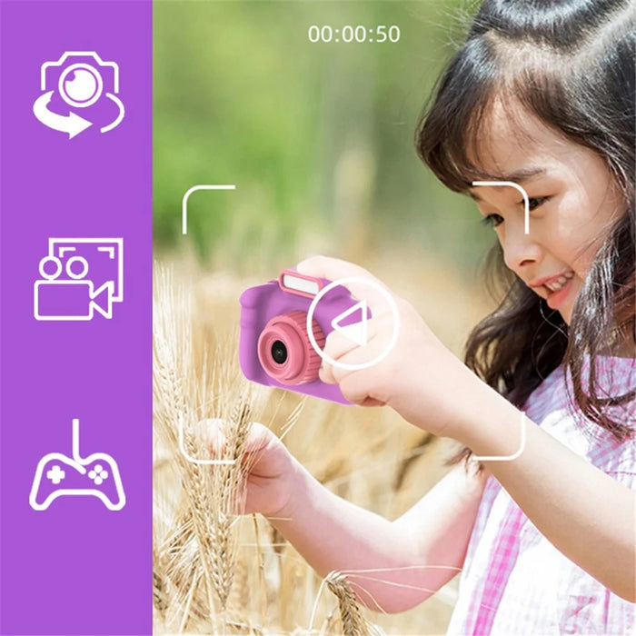 H7 Kids Camera 4000W Front / Rear Dual-Lens Digital Camera Portable Handheld Video Camera Toy Support 32G Memory Card - Purple - 4