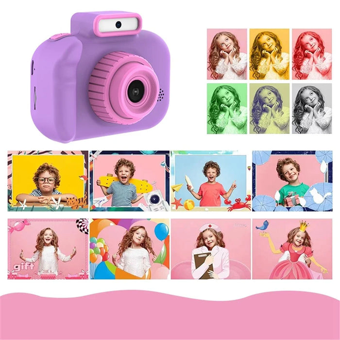 H7 Kids Camera 4000W Front / Rear Dual-Lens Digital Camera Portable Handheld Video Camera Toy Support 32G Memory Card - Purple - 6