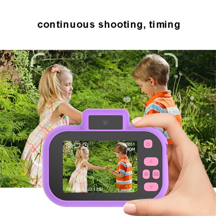 H7 Kids Camera 4000W Front / Rear Dual-Lens Digital Camera Portable Handheld Video Camera Toy Support 32G Memory Card - Purple - 7